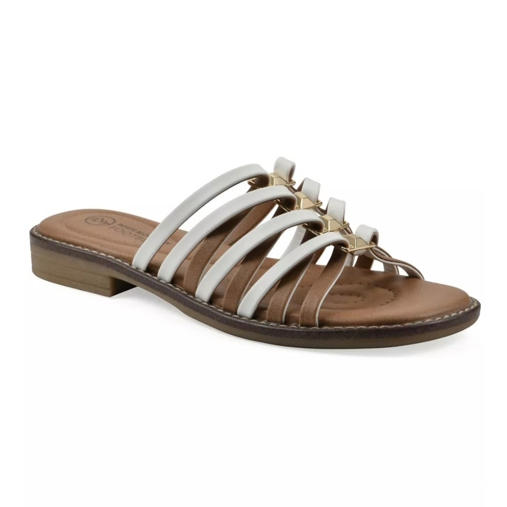 White Mountain Brown and Cream Strappy Sandals
